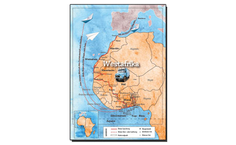 Illustration, Karte Westafrika