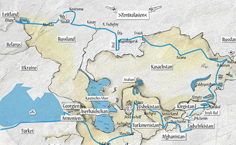 Illustration, Karte Zentralasien